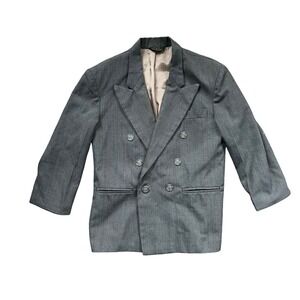 Vintage Charles Klein Kids Grey Double Breasted Blazer Jacket Made in USA Sz 6/7